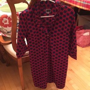 Mud Pie cute red & navy chain pattern shift dress